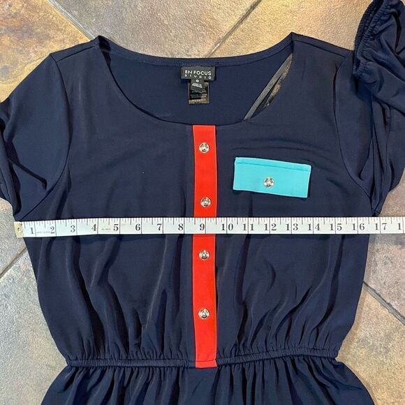 En Focus Studios Navy Color Block Elastic Waist Dress 8 - Picture 9 of 12